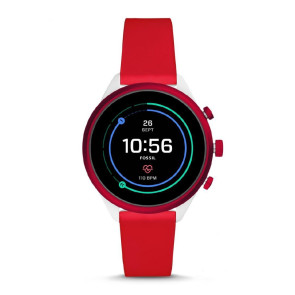 Horlogeband Smartwatch Fossil FTW6052 Silicoon Rood 18mm